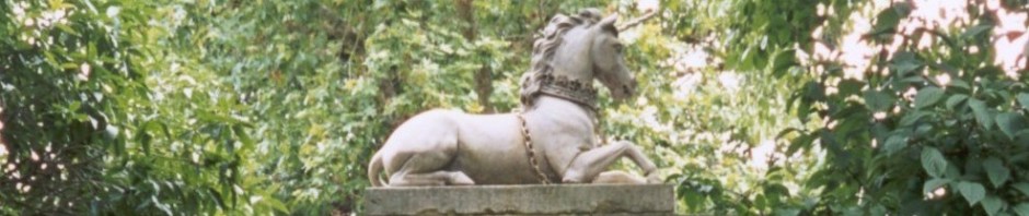 the unicorn recumbent sculpture at Kew